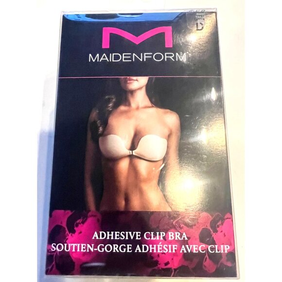 Maidenform Adhesive Clip Bra Nude Size D Strapless Backless Silicone Cups - Picture 1 of 4